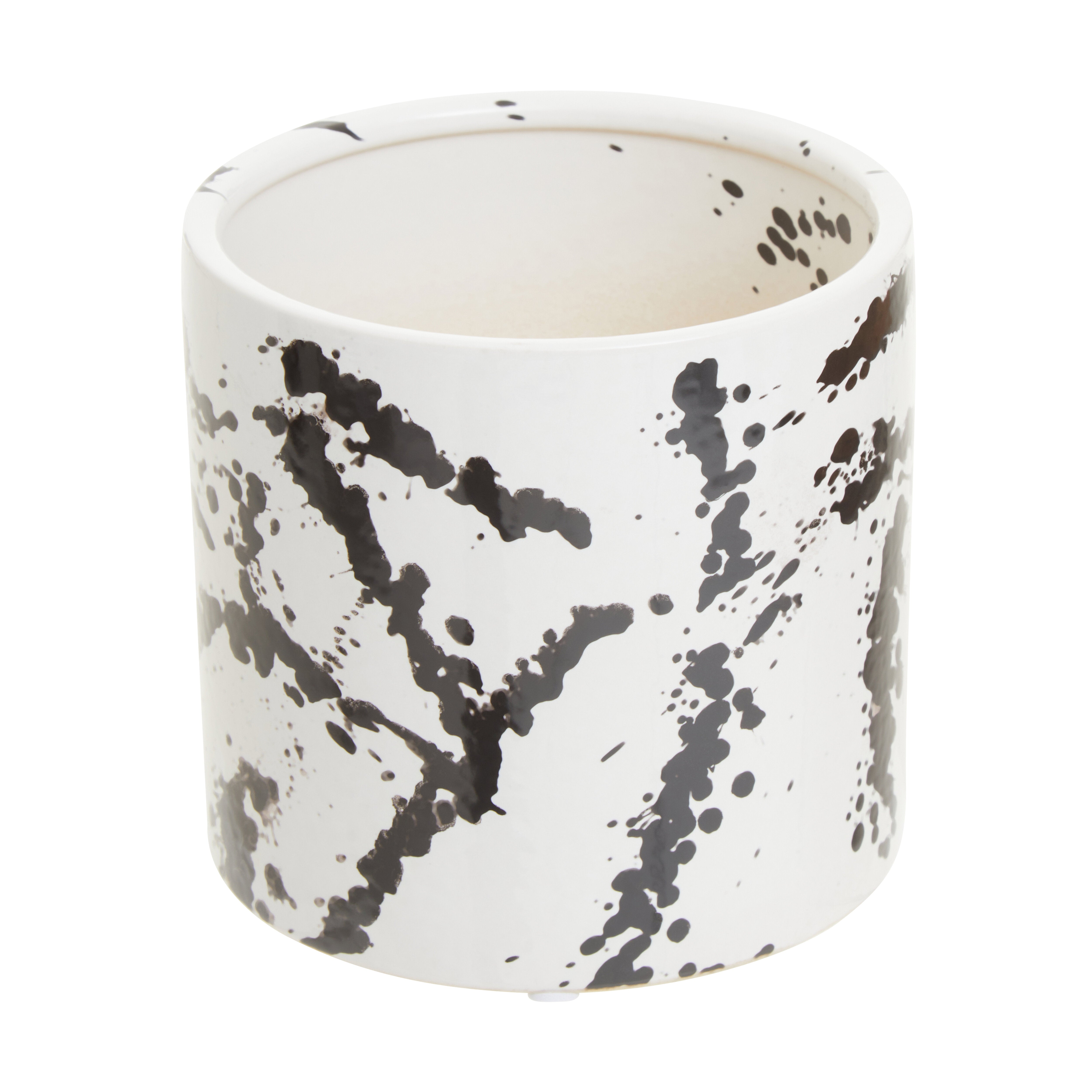Agnes Black & White Splash Ceramic Planter | Small